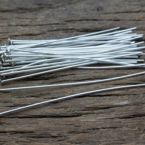 sterling silver flat head pin - 925 silver headpins - 23gauge  ball pin - 2mm diameter silver ball end headpins - 30-50mm long - 20 pcs