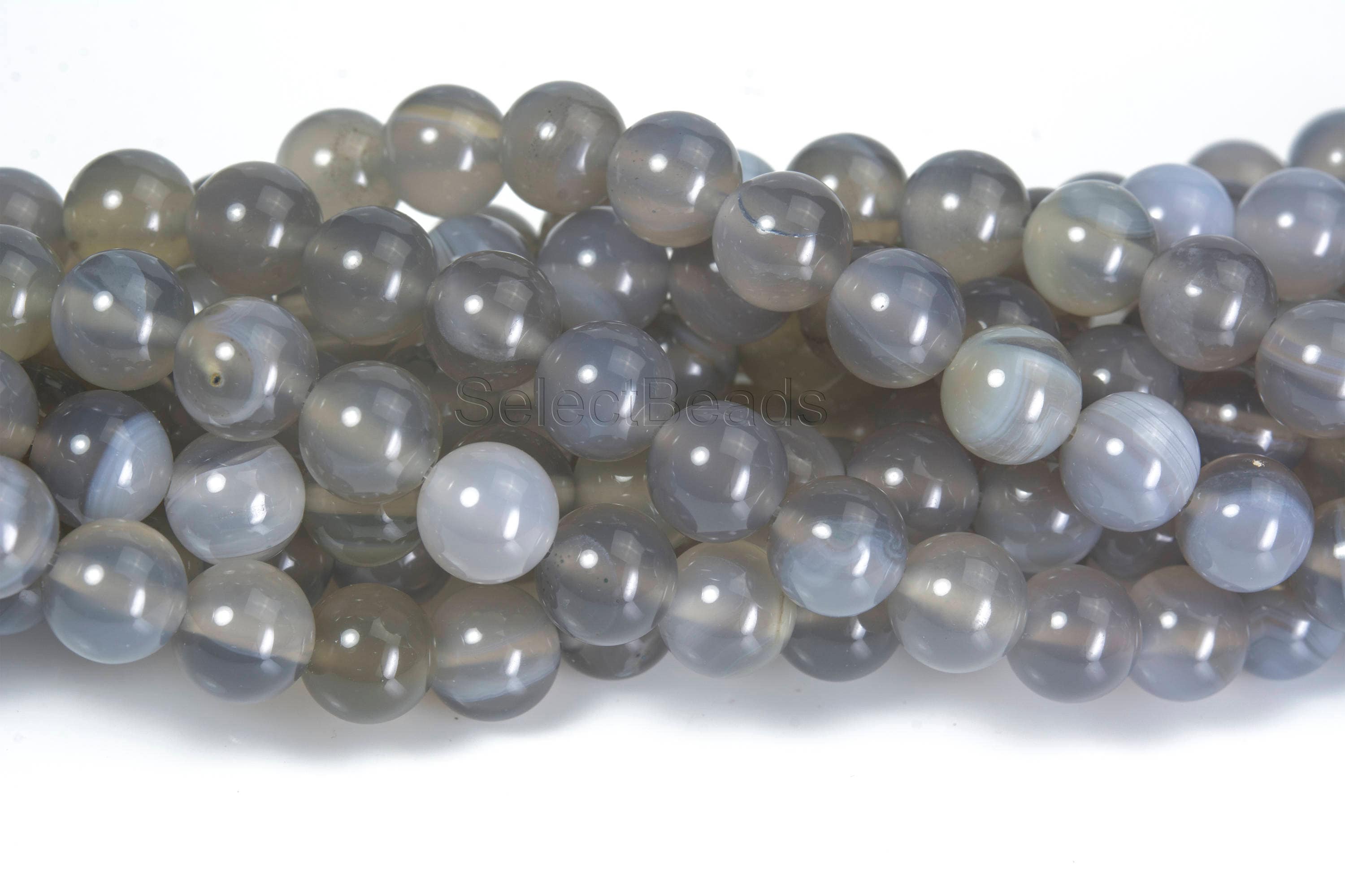 gray agate round beads grey jewellery beads necklace Etsy