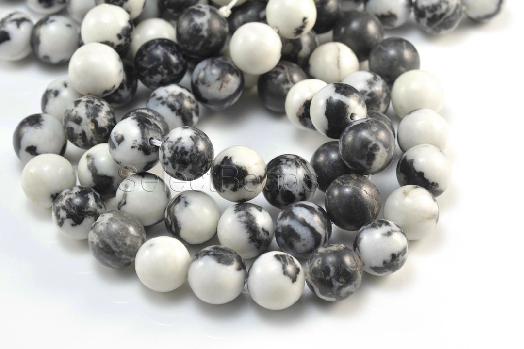 Black and White Zebra Jasper Beads Jasper Gemstone Beads Etsy