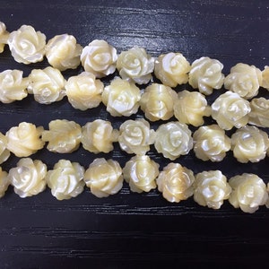 nacre brune perles de fleurs en coquillage perles de fleurs gravées perles de fleurs sculptées perles de fleurs double face 10 perles image 6