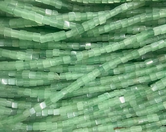 gemstone 4mm cube beads - green aventurine cube beads - jewelry making beads - beading supplies - craft beads - natural stone beads