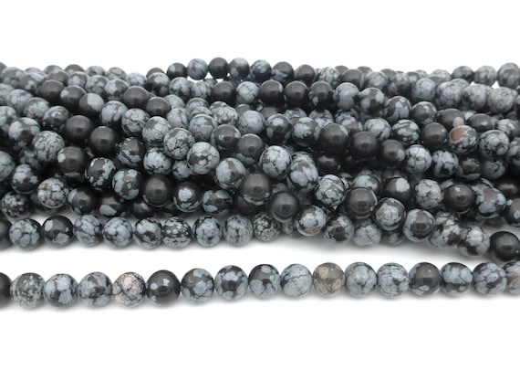Black and Grey Snowflake Obsidian Beads - Black and White Gemstone