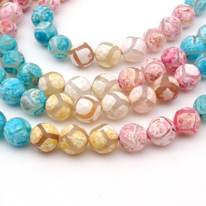yellow Dzi agate bead - fushcia Tibetan agate beads - green Dzi agate jewelry beads - mixed Dzi agate beads wholesale -15inch