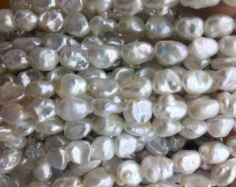 freshwater pearl free form nugget beads - beige cultured pearl beads - 7-8mm jewelry pearls - pearls beads for jewelry making  -15inch