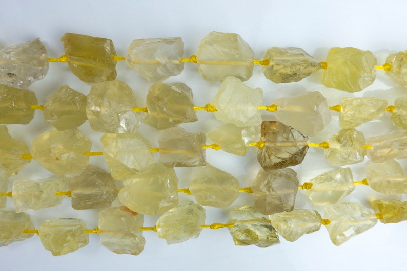 rough lemon quartz chunky nuggets yellow gemstone beads raw stone jewelry beads lemon quartz raw gemstone nuggets beads 15 inch