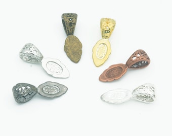 glue on pendant bails - brass glue one bails - glue on bails wholesale - bail jewelry findings -  filigree jewelry findings -pendant bail