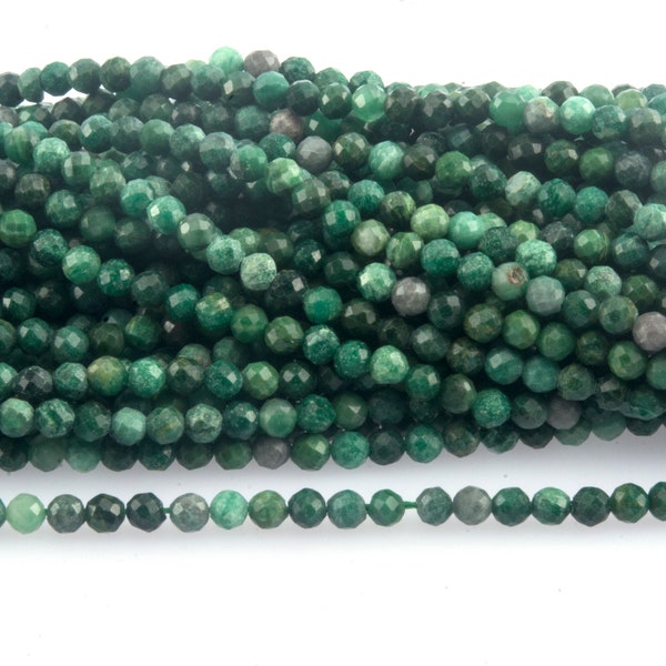 Petites perles de jade africain - perles d’espacement minuscules en pierre précieuse verte - fournitures de perles d’espacement - entretoises de fabrication de bijoux - Perles de pierre de 2 mm 3 mm - 15 pouces