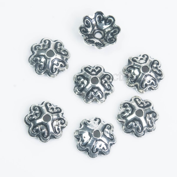 sterling silver beadcaps - genuine 925 silver beadcaps - bali sterling silver findings - beadcaps wholeslae -7.5mm beadcaps - 15 pcs