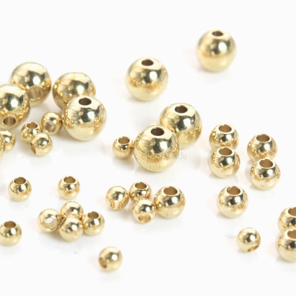 raw brass beads - brass spacer beads -raw brass round beads - small brass beads for jewelry making - metal spacer beads - 50pcs