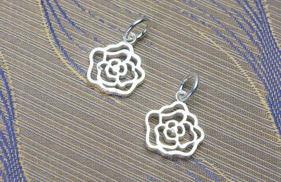 Sterling Silver Charms Rose Flower Bracelet Charms Jewelry