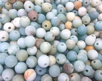 2mm large hole amazonitem matte  beads - blue Chinese amazonite gemstone - big hole stone beads  - 108 necklace beads - large hole beads