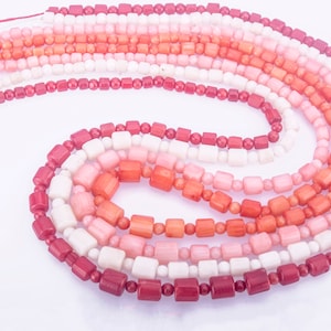 coral graduation necklace beads - white bamboo coral  faceted tube beads - orange coral jewelry beads - 18 inch