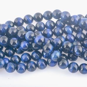 perles d'oeil de tigre bleu foncé perles de pierres précieuses bleues perles de bijoux rondes lisses matériaux de fabrication de bijoux perles pour l'artisanat 15 pouces image 4