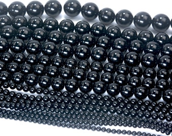 quality black onyx smooth round beads - natural onyx gemsotne beads - authentic black stone beads - smooth round onyx beads - 3-20mm -15inch