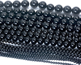 -qualität schwarze Onyx runde Perlen - natürliche Onyx Gemsotne Perlen - authentische schwarze Steinperlen -glatte runde Onyx Perlen - 3-20 mm -15 Zoll