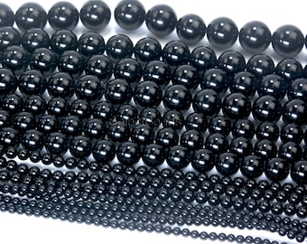 quality black onyx smooth round beads - natural onyx gemsotne beads - authentic black stone beads - smooth round onyx beads - 3-20mm -15inch