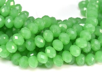 green glass quartz beads - faceted rondelle crystal beads - glass crystal spacer beads - glass beads wholesale - quartz beads -15inch