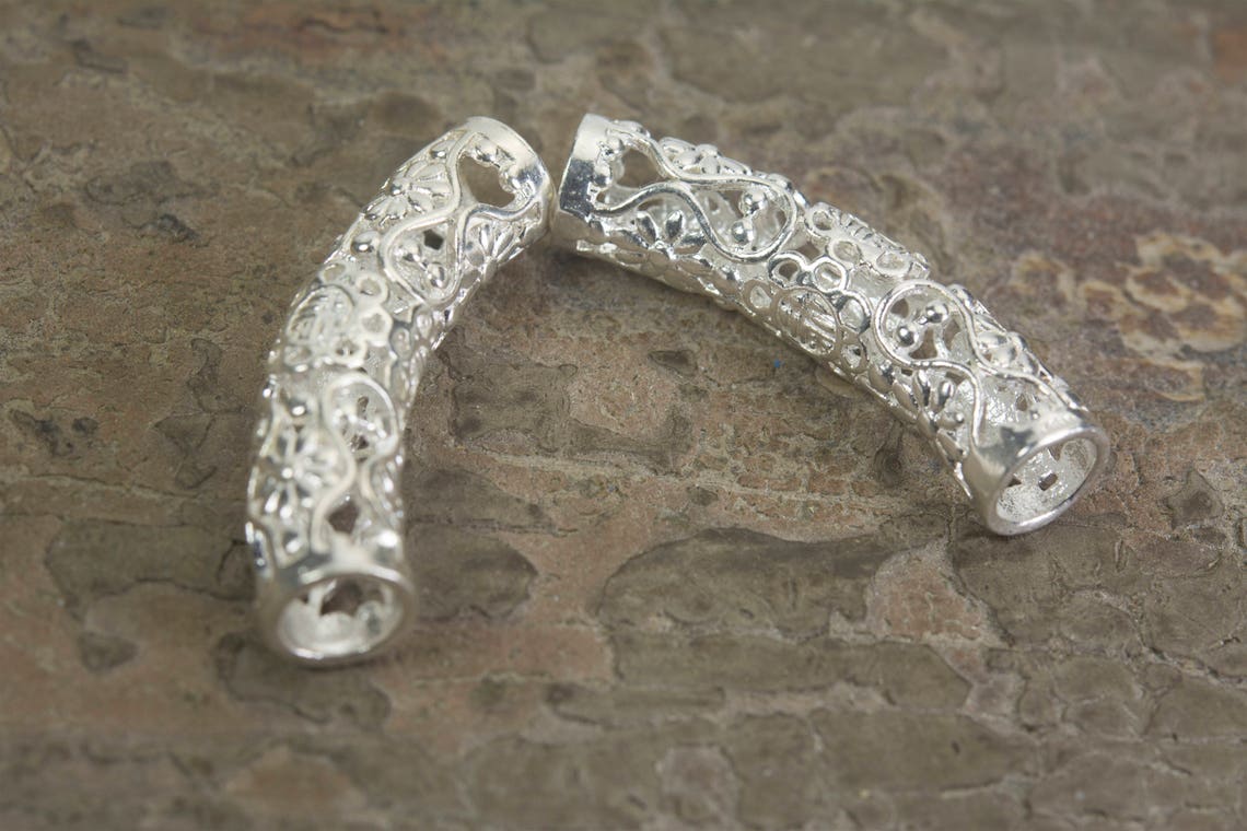 Sterling Silver Tube Beads 925 Sterling Silver Beads Round Etsy