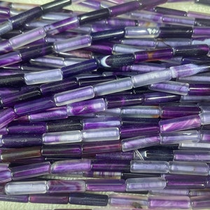 gemstone smooth tube beads - 4x13mm natural stone tubes - agate stone tubes for jewelry making - multi color stone tubes - rainblow tubes