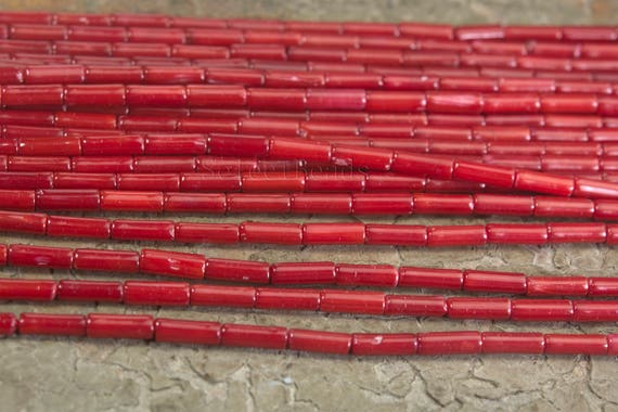 Red Coral Tube Beads Cylinder Bamboo Coral Beads Red Beads for Jewelry  Making Smooth Tube Beads 8x3mm Red Tube Beads 15 Inch 