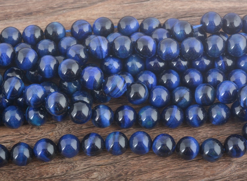 perles d'oeil de tigre bleu foncé perles de pierres précieuses bleues perles de bijoux rondes lisses matériaux de fabrication de bijoux perles pour l'artisanat 15 pouces image 3