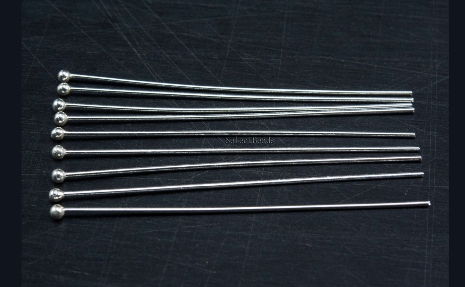 10x Sterling Silver 2mm Flat Pin Headpins - 22 Gauge, 1.5 Inches Long (.925 Silver)