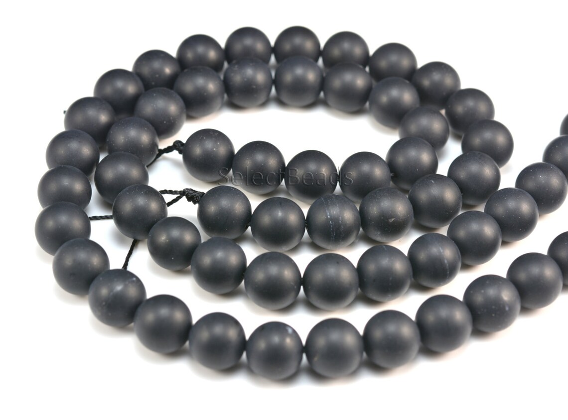 Black onyx matte beads frosty finished round bead black Etsy