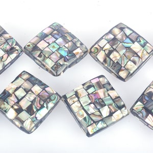 abalone shell diamond pendant beads - 30mm paua shell necklace pendant - jewelry making pendant - paved shell pendant beads