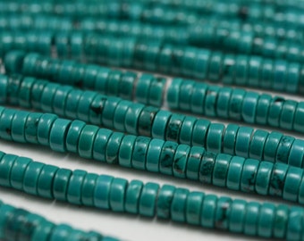 turquoise heishi beads - stablized turquise beads - blue tuquoise spacer beads - disc gemstone beads - blue jewelry beads -blue spacer beads
