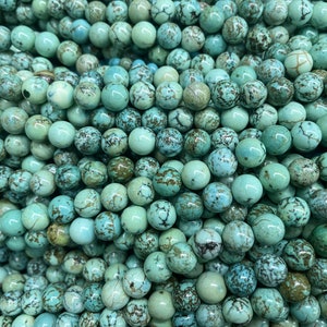 soft green  Chinese turquoise beads - dyed stone jewelry beads - smooth round turquoise beads - jewelry making supplies - magnesite stone