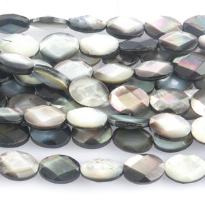 faceted black lip shell beads - black mother of pearl beads - faceted shell beads - shell jewelry making jewelry - faceted black beads