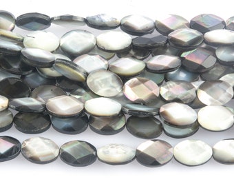 faceted black lip shell beads - black mother of pearl beads - faceted shell beads - shell jewelry making jewelry - faceted black beads