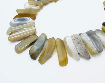 yellow botswana agate necklace beads - yellow banded gemstone graduation beads - necklace making beads - chunky necklace beads