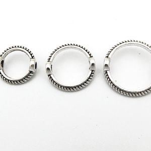 antique silver ring for round beads - round beads insert rings for jewelry making - beading jump rings - aged style rings findings