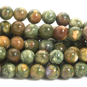 green rainforest rhyolite jasper beads - rainforest gemstone round beads -  4-10mm round beads - smooth round beads - jewelry making beads