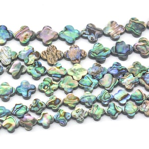 Naturliga Abalone-skal Fyrklöverpärlor, Skimrande Paua-skalpärlor, Ocean Magic Rainbow Shell, Good Lucky Pärlor, DIY-smycken