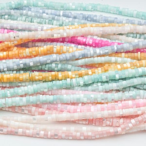MOP sea shell colored heishi beads - 4mm 6mm heishi rondelle beads - - jewelry beading supplies - neckalce bracelet earrings making
