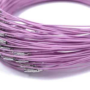 stainless steel memory wire choker - 18 inch long choker with high quality screw copper clasp - 1mm diameter necklace cords - 10 pcs