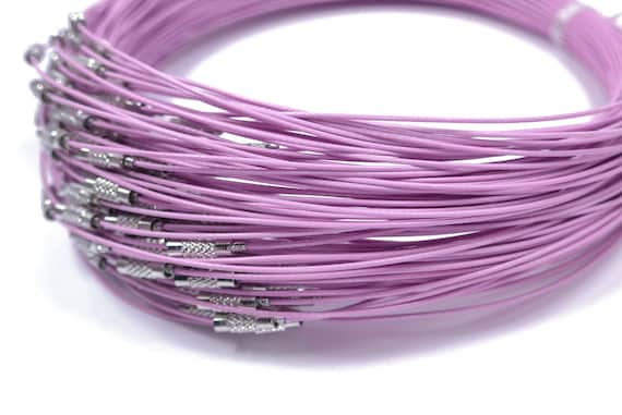 stainless steel memory wire choker - 18 inch long choker with high quality screw copper clasp - 1mm diameter necklace cords - 10 pcs