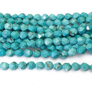 blue magnesite turquoise star cut  beads - blue Chinese turquoise faceted beads - loose stone beads for jewelry making - 6mm 8mm beads