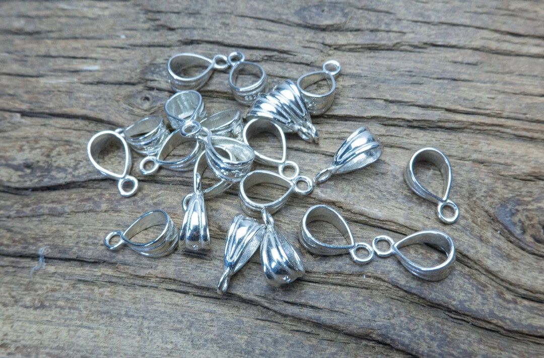 Teardrop Sterling Silver Bails for Pendants Pendand Silver Bails for
