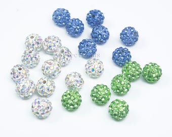 Runda pärlor i pavekristall - Shamballa-pärlor - Smyckestillverkningspärlor med spakelmönster - Pärltillbehör i strass - Lila pärlor - 20 st