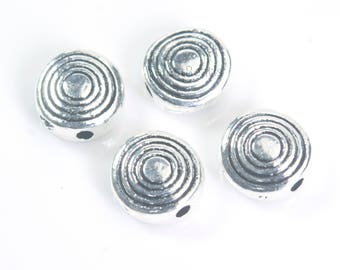 concentric circle alloy beads - symbol jewelry beads - like minded metal beads - same mind beads - friendship jewelry beads - 8mm - 20 pcs