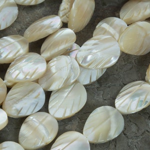 brown MOP leaf beads - natural mother of pearl beads - brown shell beads - MOP beads for jewelry design - MOP plant beads - 15 inch