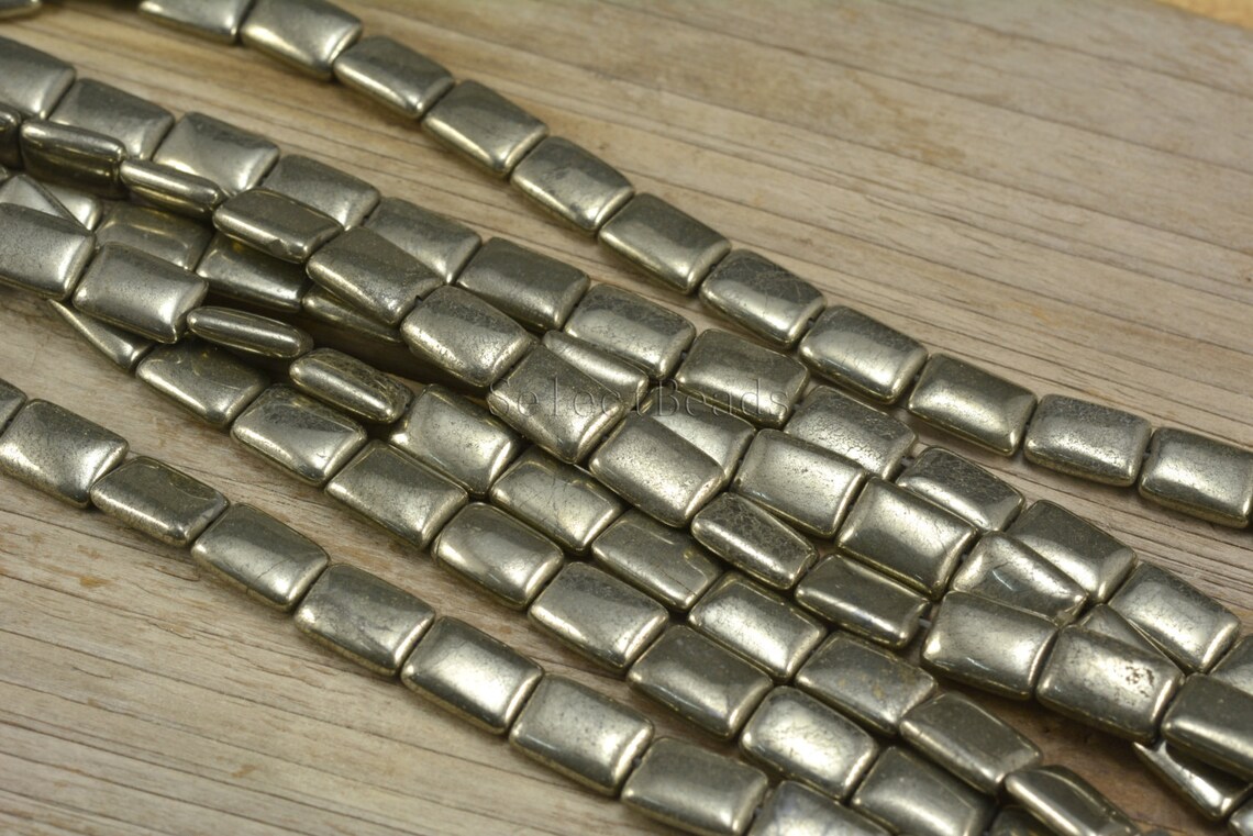 Natural pyrite rectangle beads iron pyrite gemstone beads Etsy