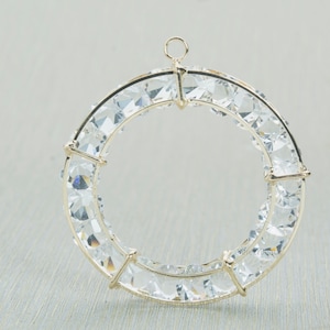 klare Strass Kreis Anhänger - klare Kristall Runde Kreis Schmuck Anhänger - Diamant Form blingbling Kristall Donut Halsketten Anhänger