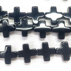 Onyx kruis hanger - zwarte onyx kruis kralen - edelsteen kruis charmes - armband bungelende charmes - sieraden maken kralen - kralen kruisen