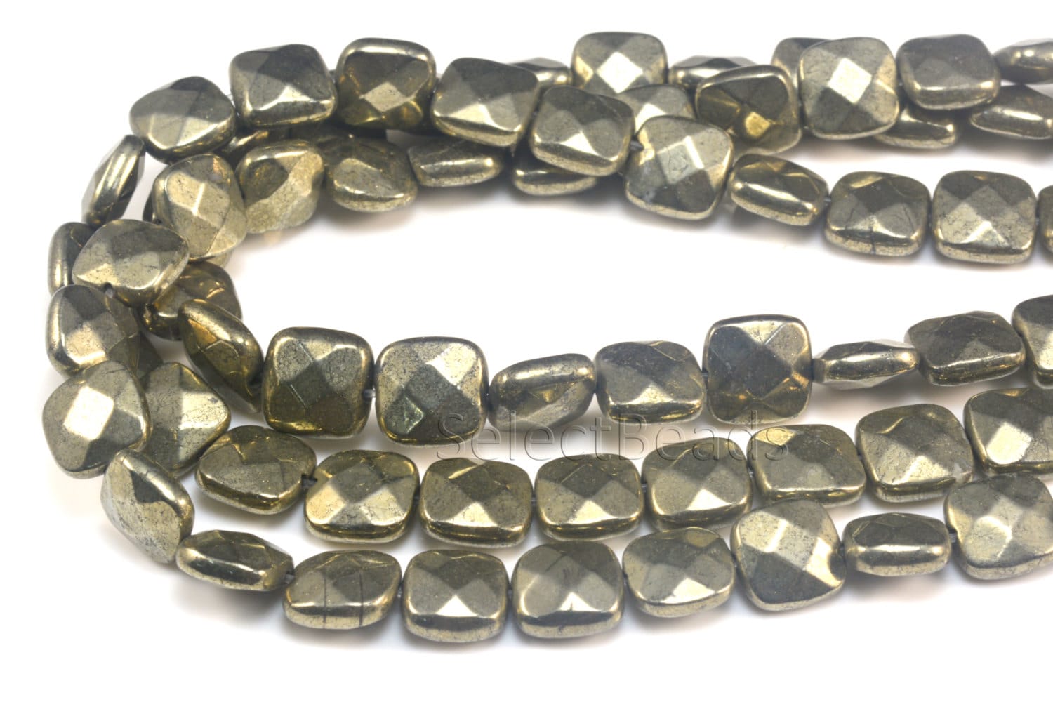 Pyrite Square Beads Faceted Square Fools Gold Beads Stone Etsy
