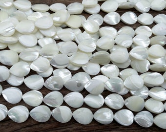 white MOP teardrop beads - shell teardrop beads - natural shell for jewelry making - white teardrop beads - sea shell beads supplies -15inch