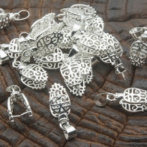 brass pendant bail - filigree beading bail - jewelry making bails - pendant making supplies - brass jewelry findings - bronze findings